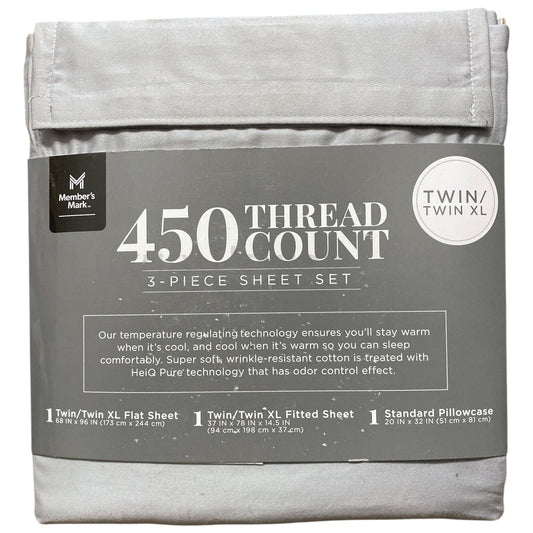 Member's Mark 450 Thread Count Solid Sheet Set, 3-Piece, Twin/Twin XL - image 2