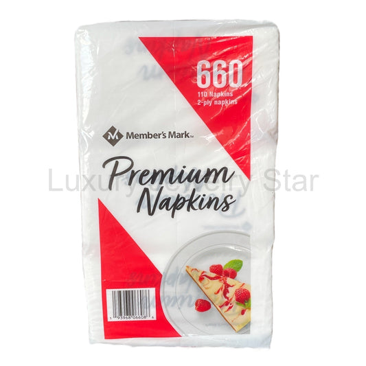 6 Pack Member's Mark Premium White 2-Ply Napkins, 13" x 12.7" - image 2