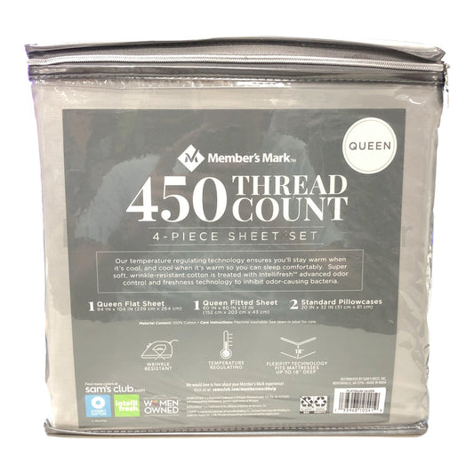Member's Mark 450-Thread Count Sheet Set Platinum Silver, Queen - image 2