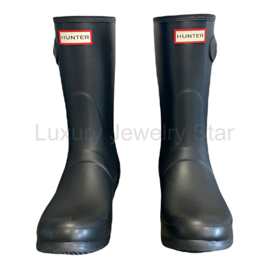 Hunter Women's Original Short Pull On Waterproof Rain Boot, Black, Size 8 - image 2