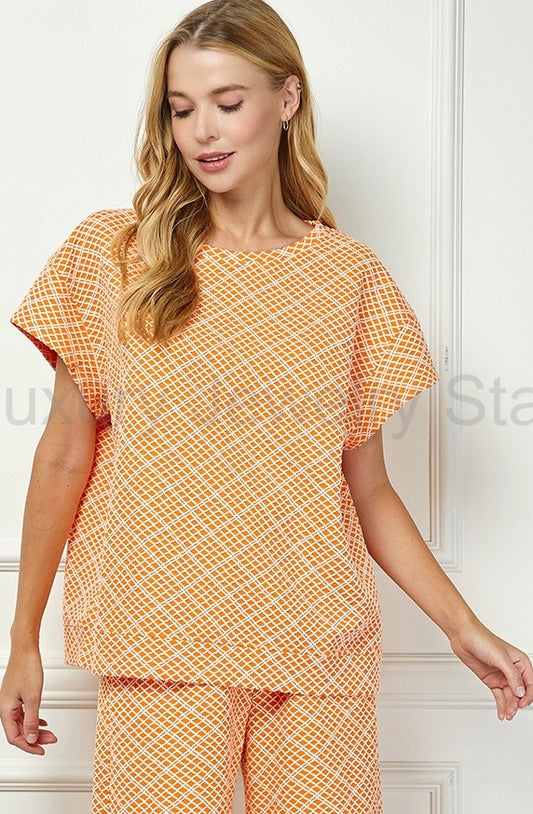 Reagan Textured Short Sleeve Top