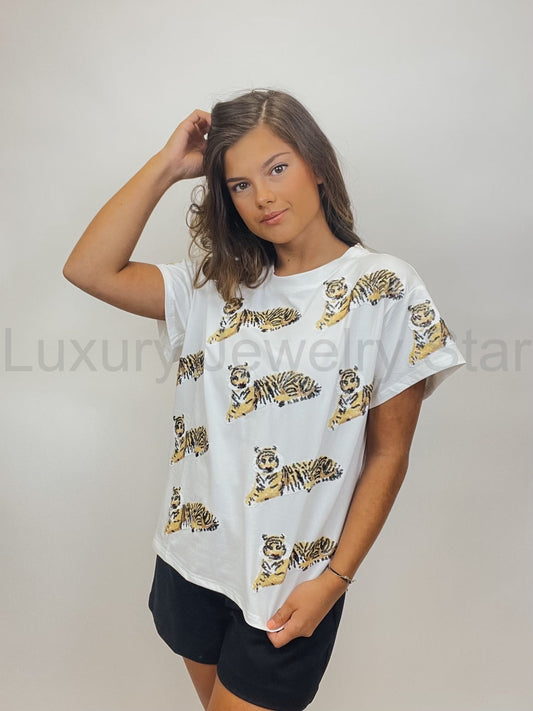 Queen of Sparkles Scattered Tiger Tee