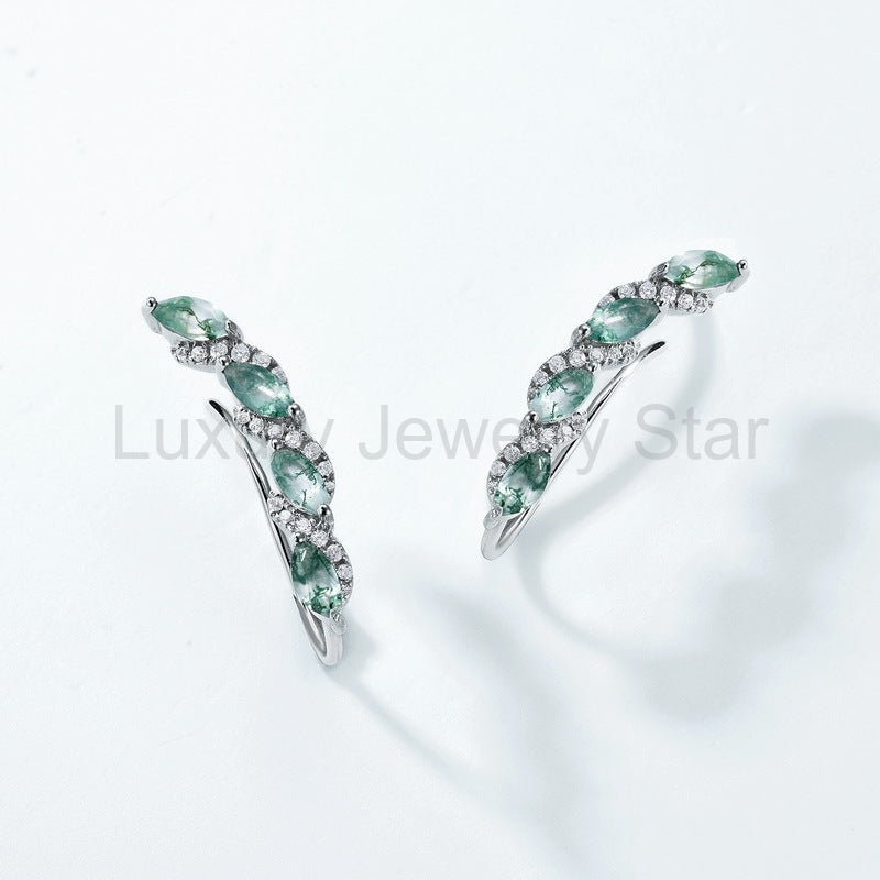 Marquise Moss Agate Vine Earrings — view 2
