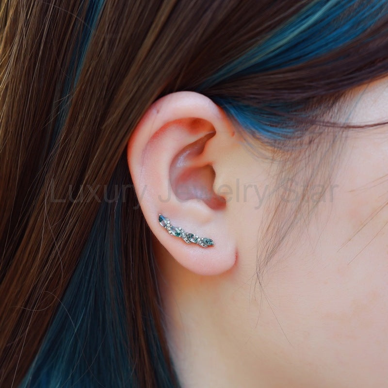 Marquise Moss Agate Vine Earrings — view 5