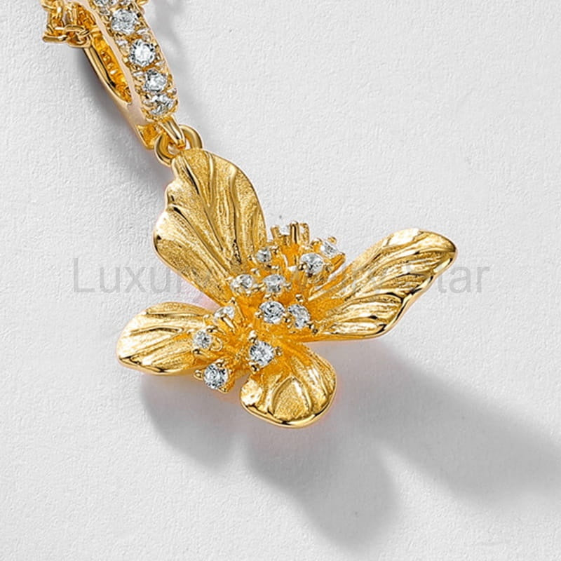 Textured Butterfly Pendant Necklace - image 4
