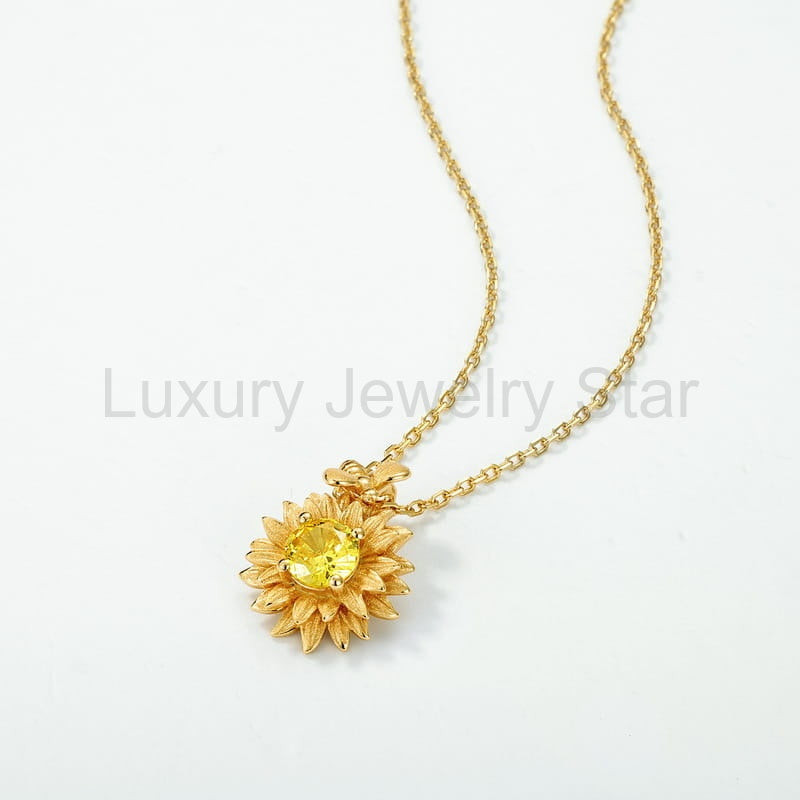 Citrine Sunflower & Bee Pendant Necklace - image 4