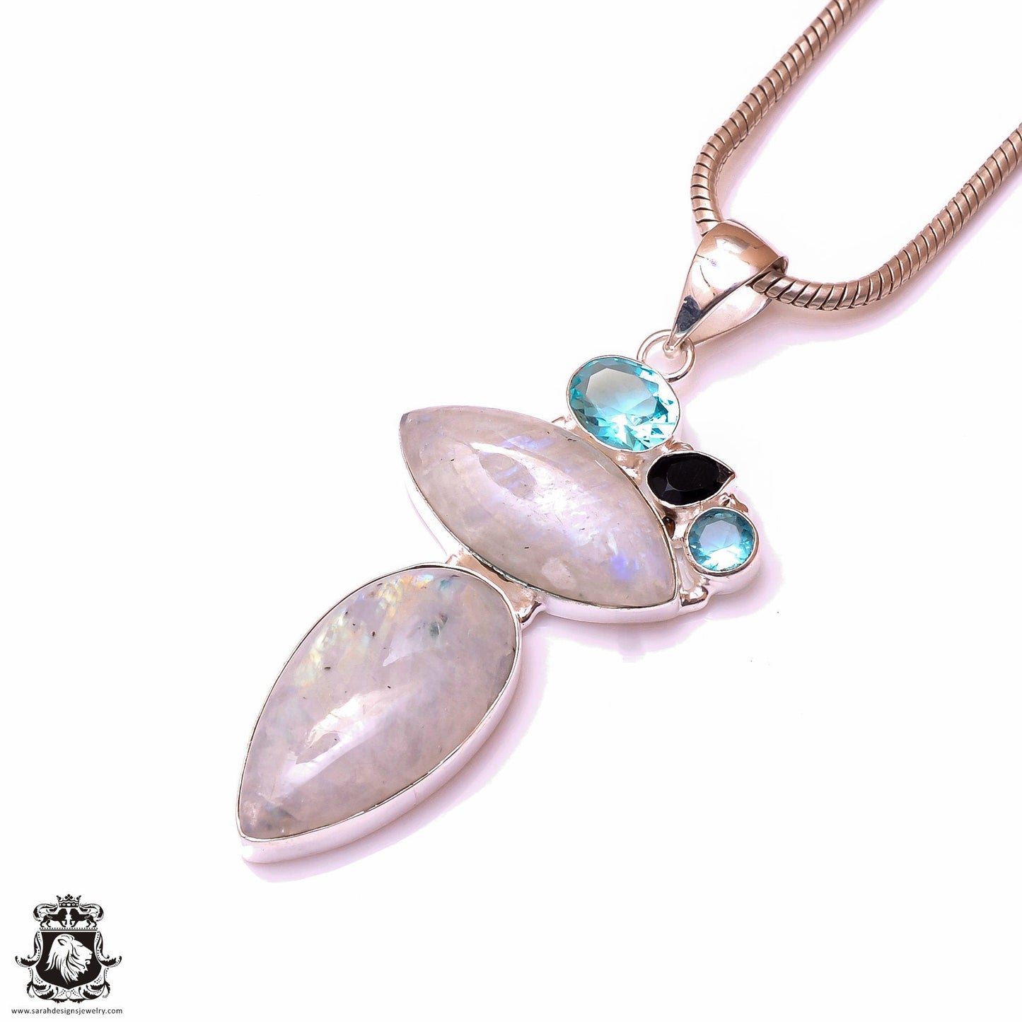 Rainbow Moonstone Pendant & 3MM Italian Chain P9866