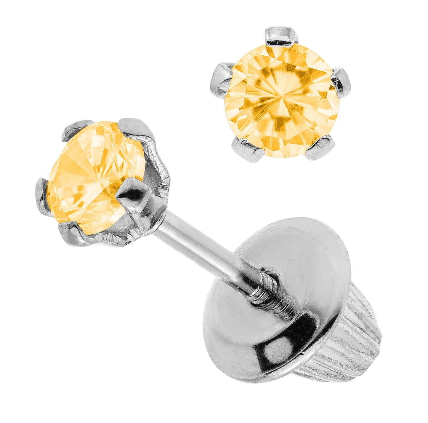 SS Synthetic Citrine Children's Earrings