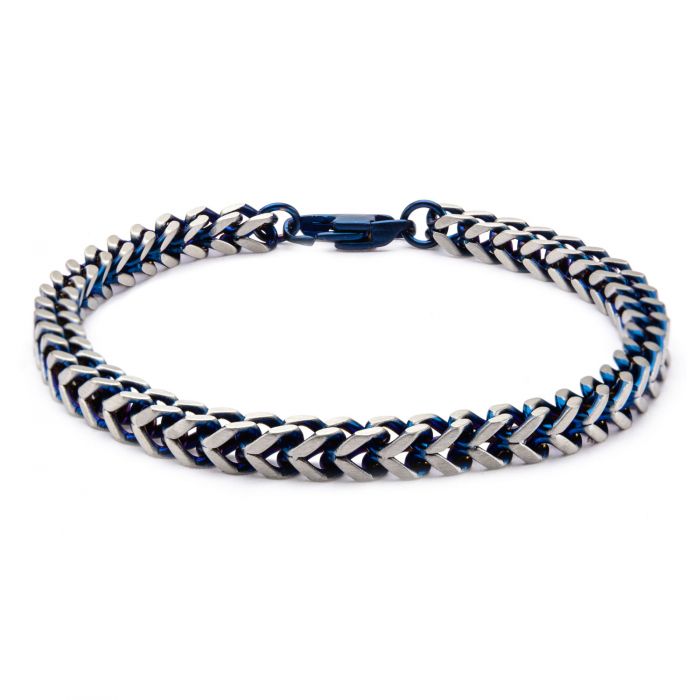 Blue IP Stainless Steel 8mm Franco Chain Bracelet