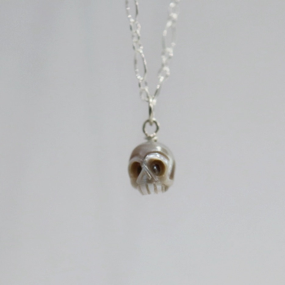 Skull Pearl Layering Necklace - Choose Your Metal / READY TO SHIP