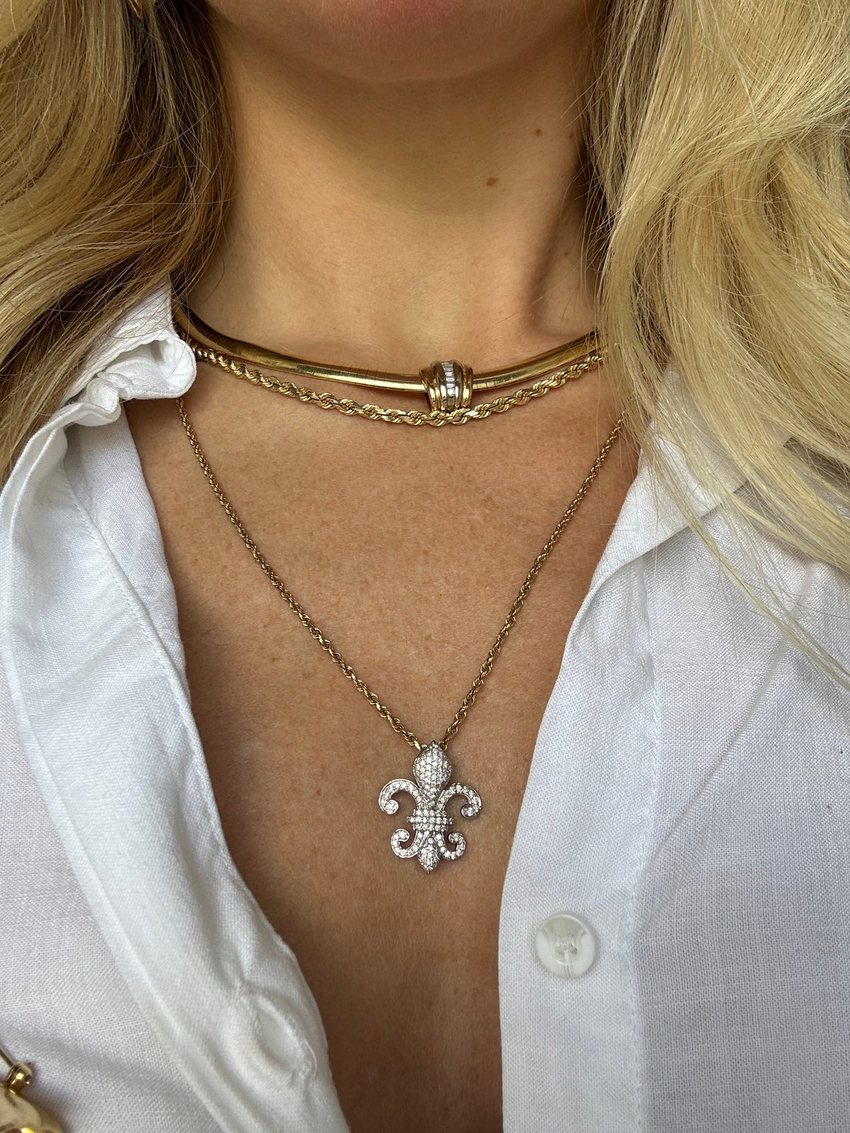 Estate 14k White Gold & Natural Diamond Pendant
