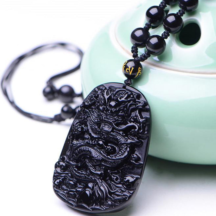 Obsidian Dragon Success Necklace