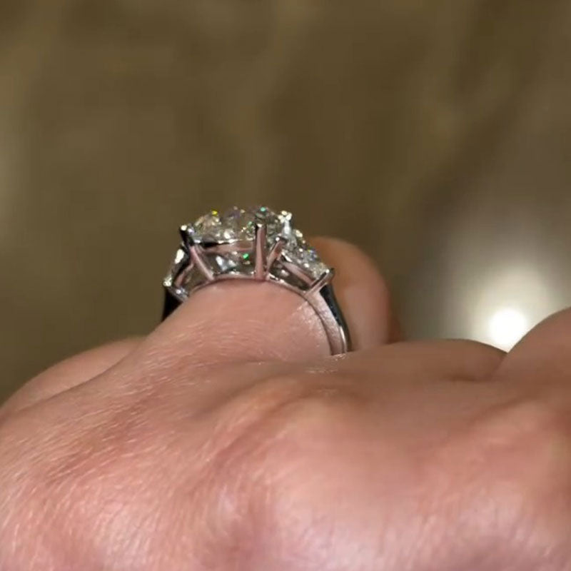 925 Sterling Silver Pear-Shaped Three-Stone Engagement Ring