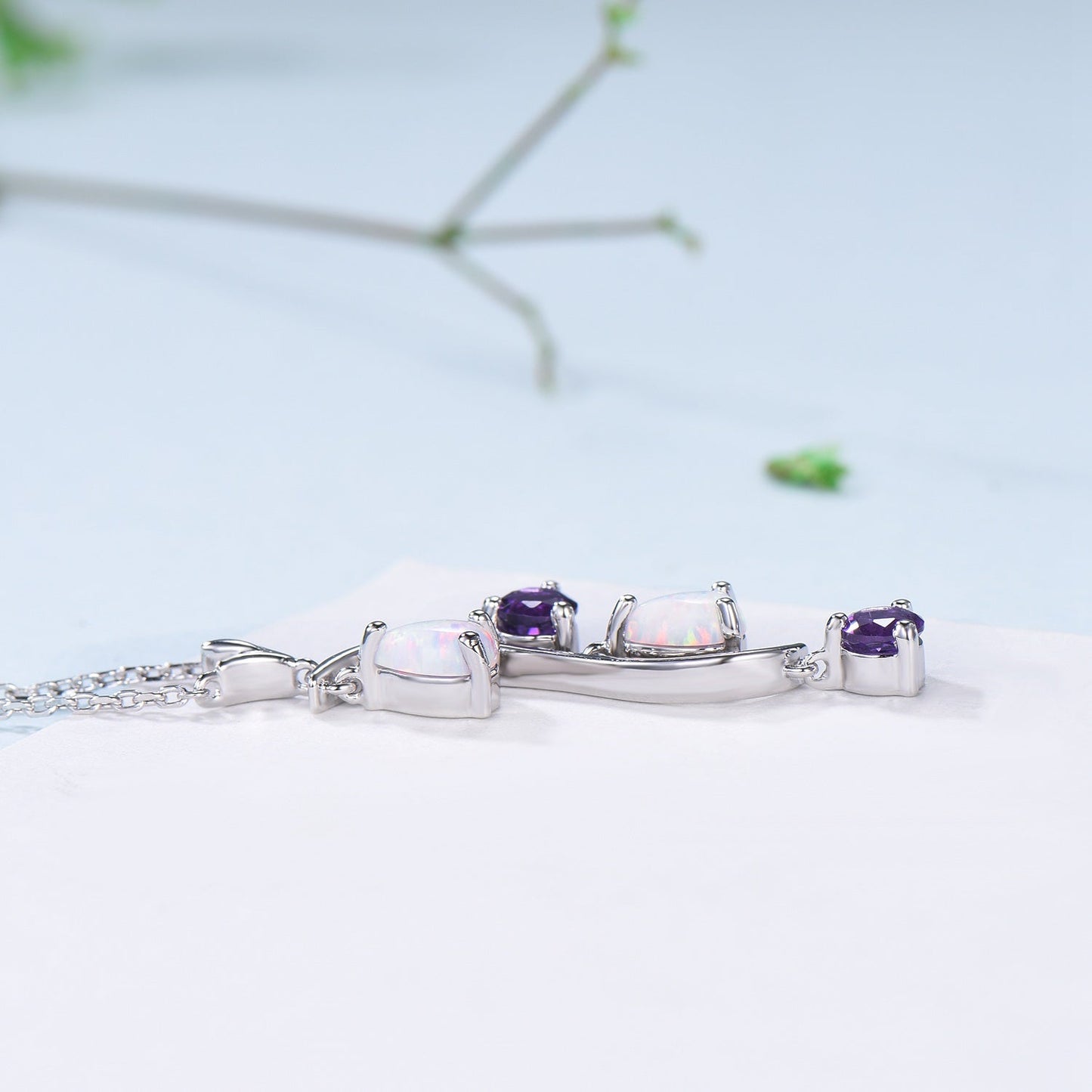 Unique Pear Shaped Opal Pendant Necklace Women Alternative Amethyst fire opal necklace Vintage Snake Willow Dream Catcher Promise Gift