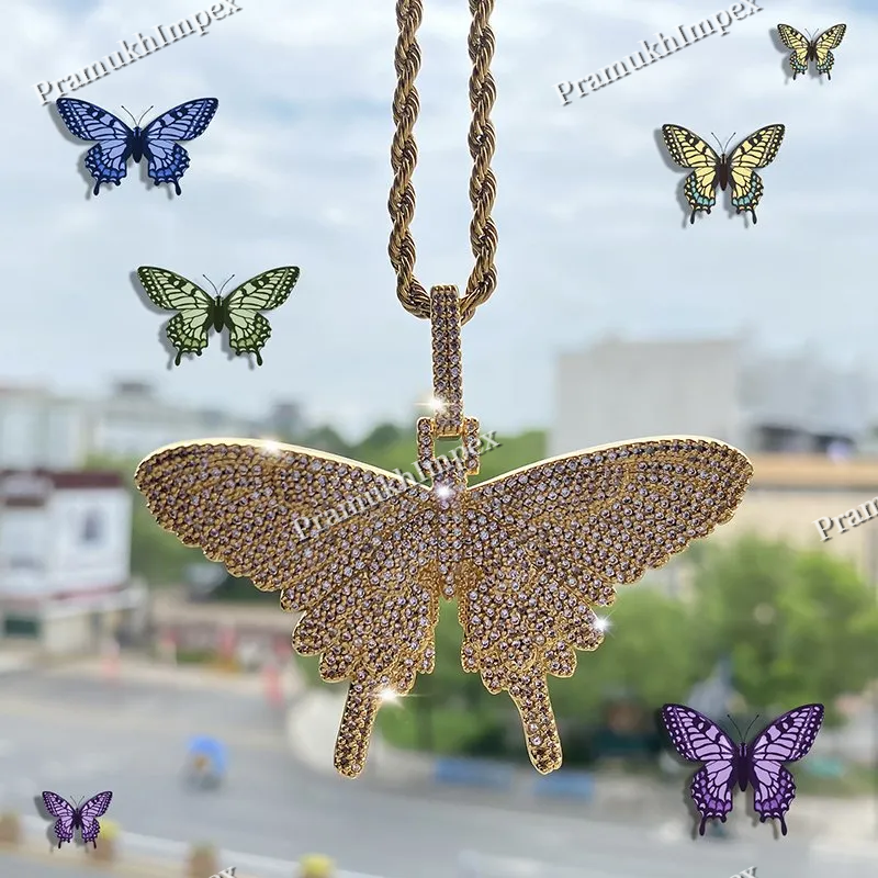 New Creation Hip Hop 925 Silver Moissanite Minimal Butterfly Pendant