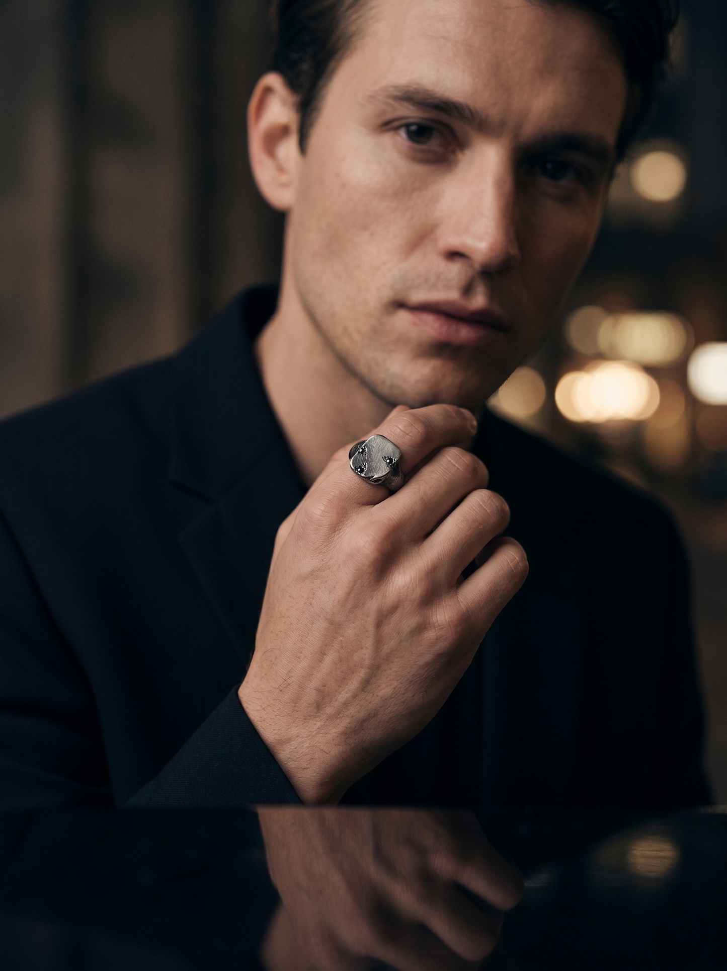 Black Onyx Gemstone Men's Ring By Harshita Jewellery
