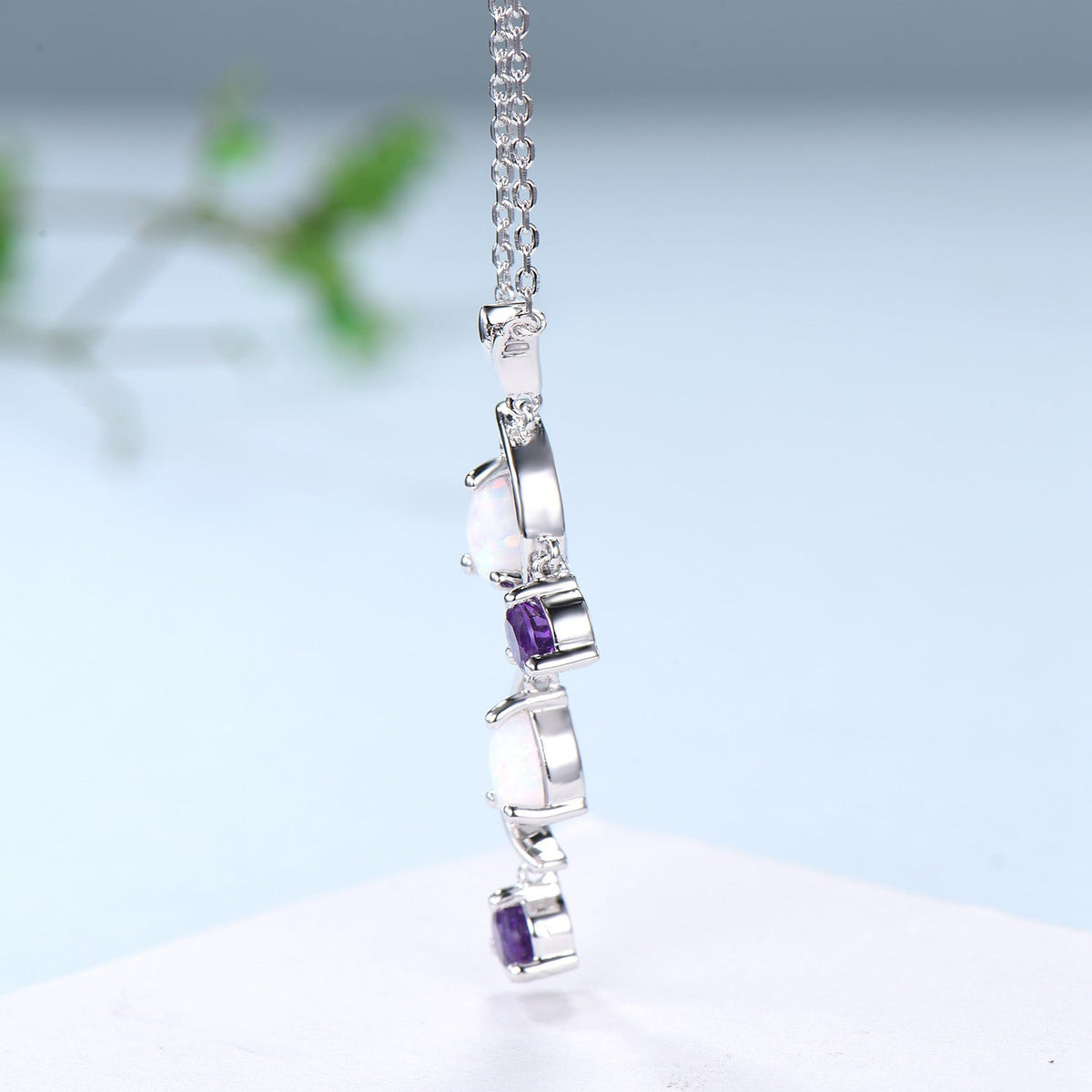 Unique Pear Shaped Opal Pendant Necklace Women Alternative Amethyst fire opal necklace Vintage Snake Willow Dream Catcher Promise Gift