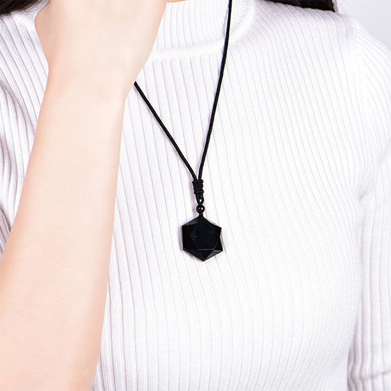 Six-Pointed Star Black Obsidian Protection Necklace