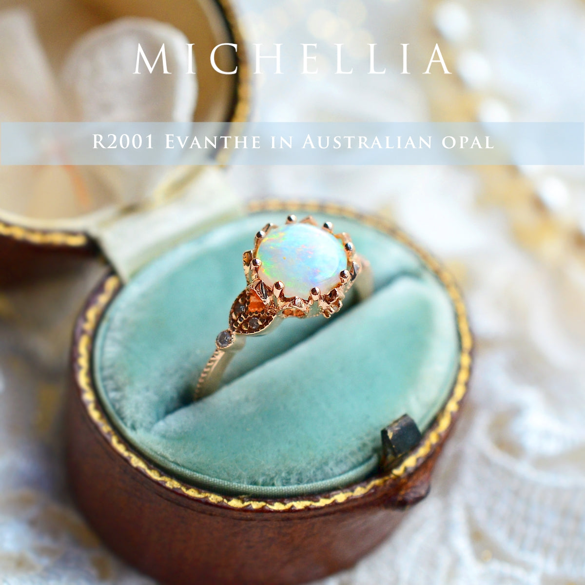 [Evanthe] Vintage Floral Engagement Ring in Opal