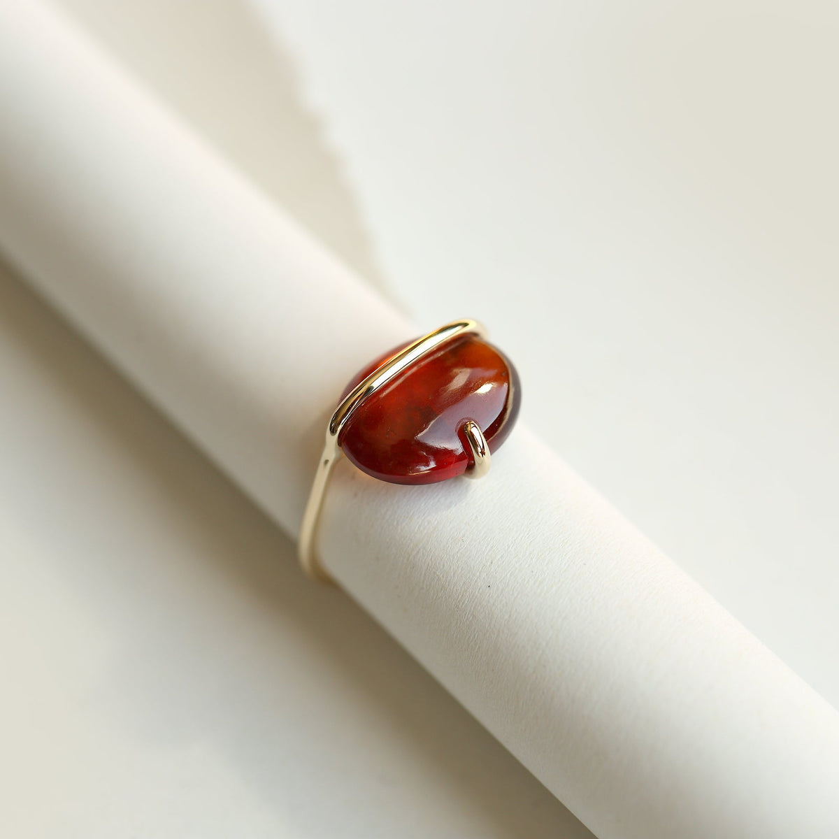 BANDED GARNET RING