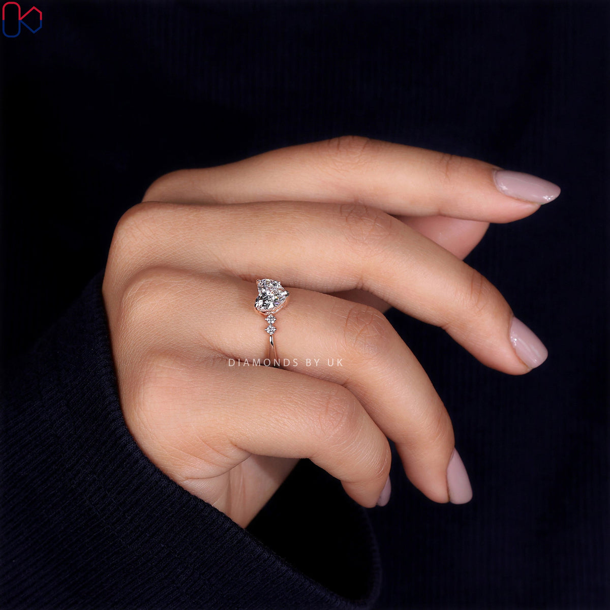 Heart Shaped Engagement Ring - Rose Gold