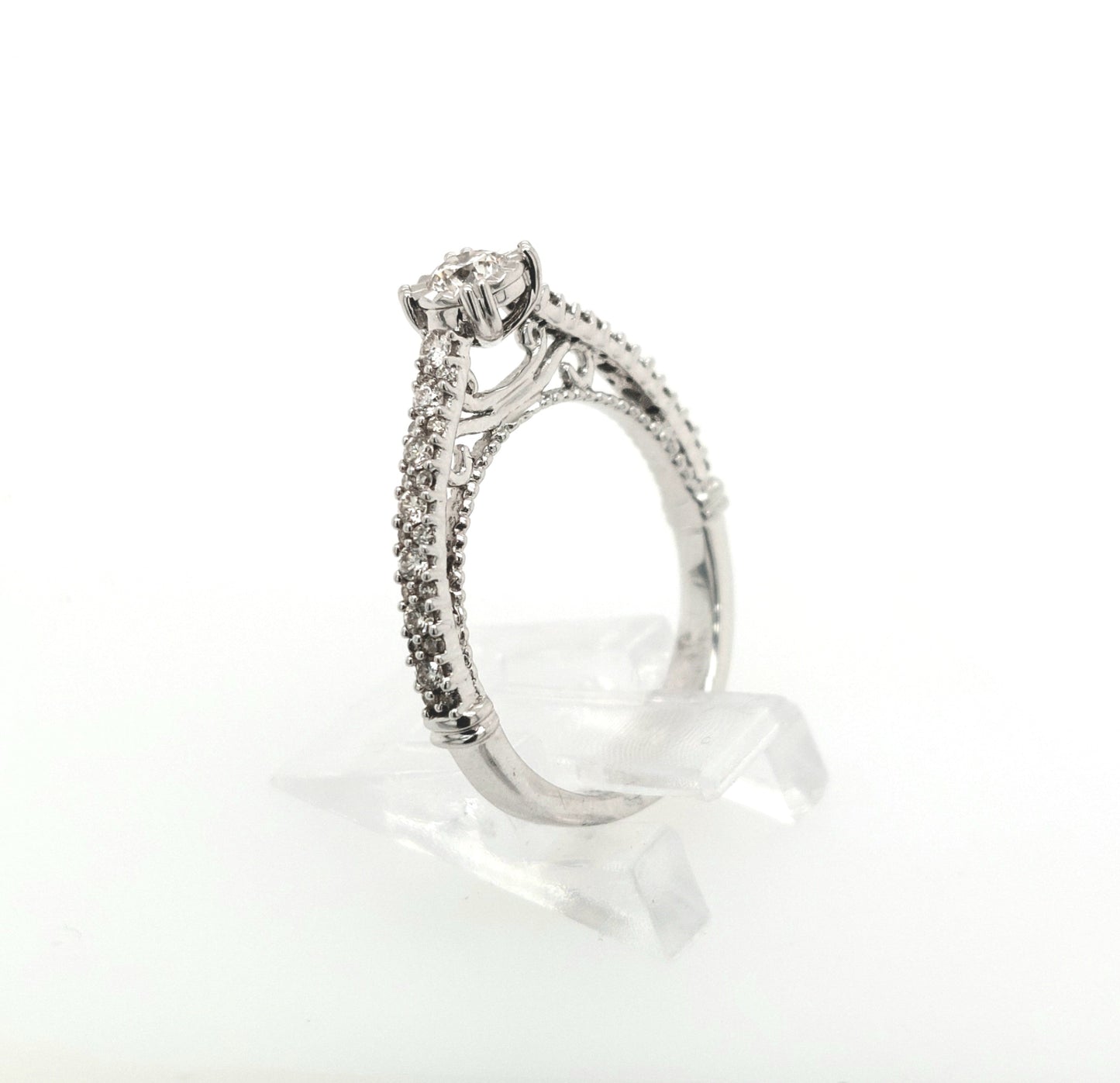 14K White Gold 0.66ctTW H/SI Round Diamond Engagement Ring Size:7