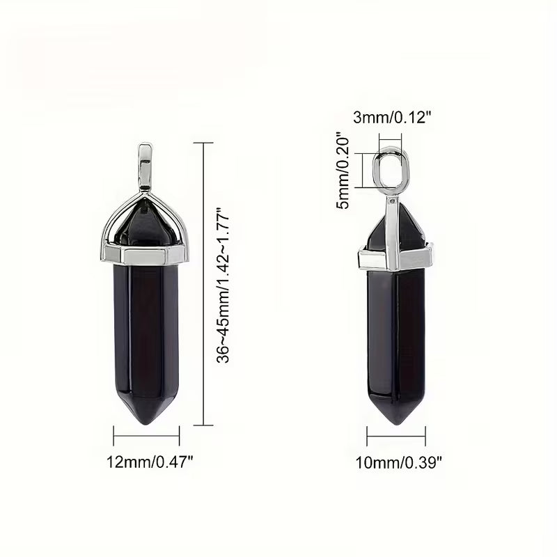 Double Terminated Black Obsidian Pendant