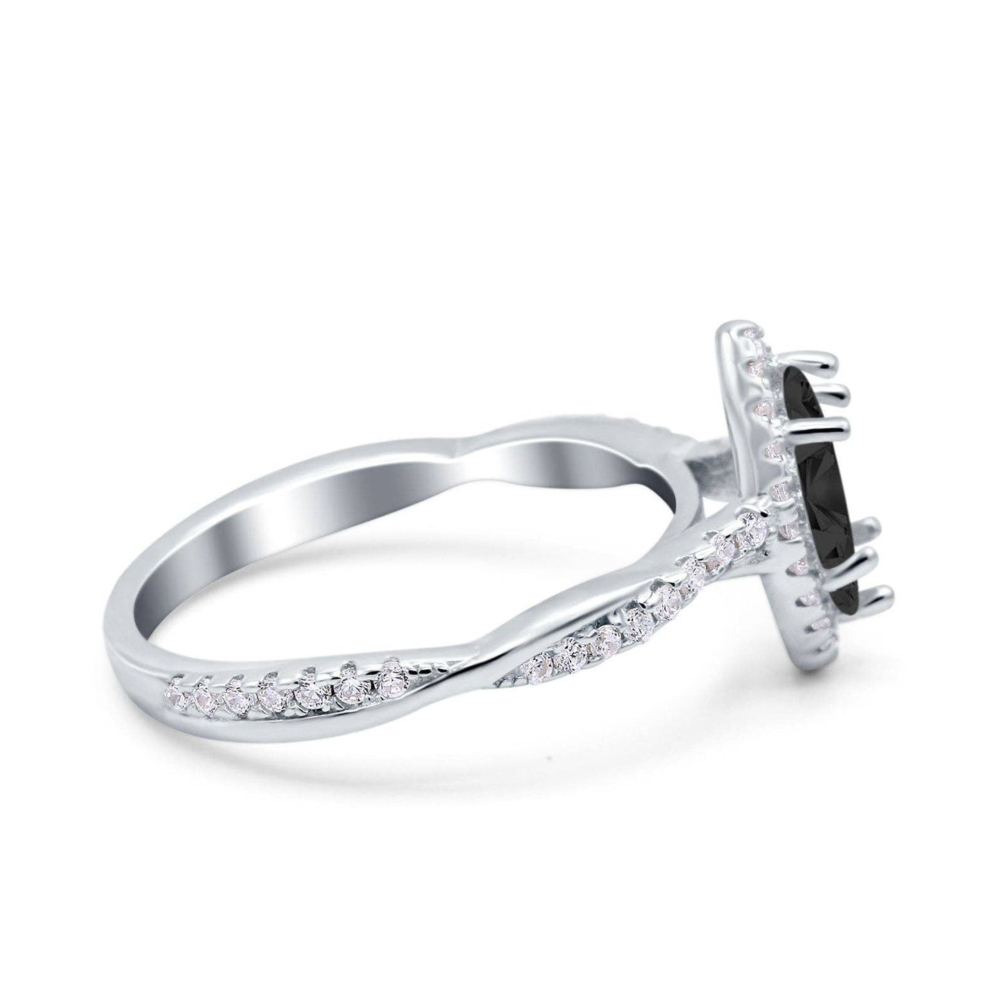 Infinity Twist Marquise Vintage Wedding Ring Simulated Black CZ: Simulated Black CZ /size L