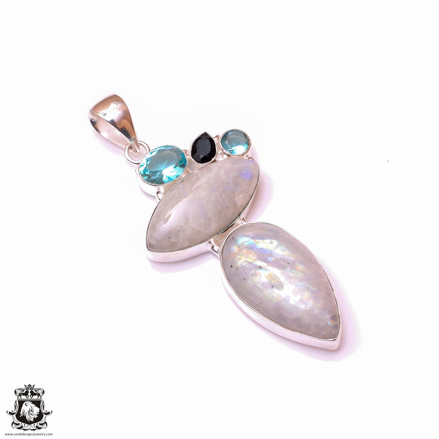 Rainbow Moonstone Pendant & 3MM Italian Chain P9866
