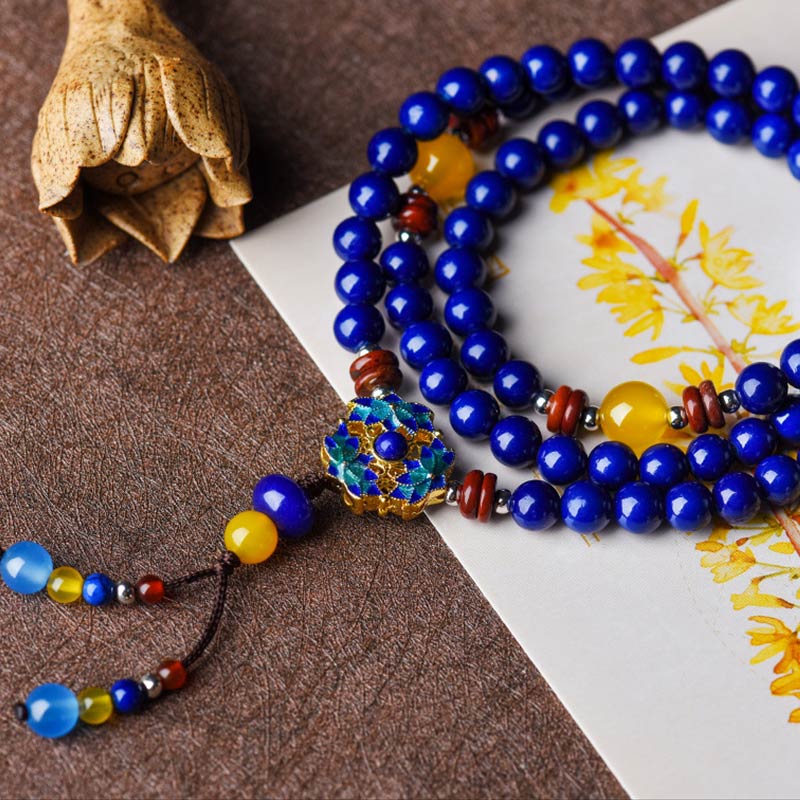 Fortune Jewel Lazurite Yellow Agate Positive Bracelet