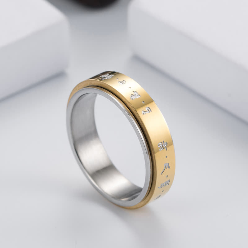 Fortune Jewel Mantra Titanium Steel Balance Rotatable Ring