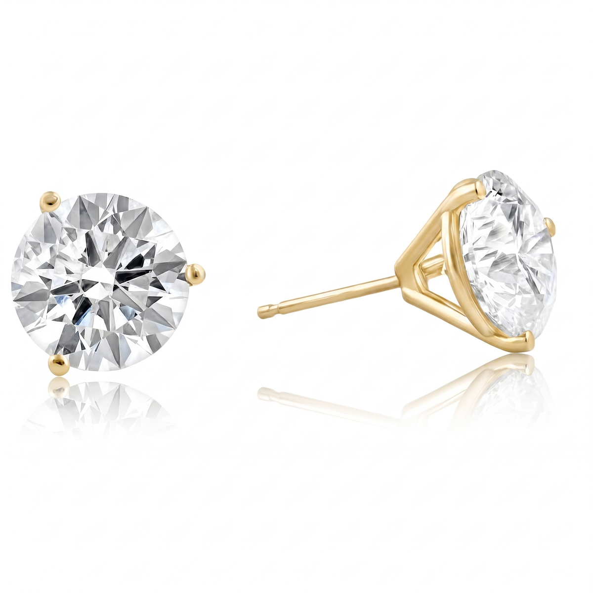 Certified 8 Ct tw 14k Yellow Gold Lab Grown Round-Cut Diamond Martini Studs