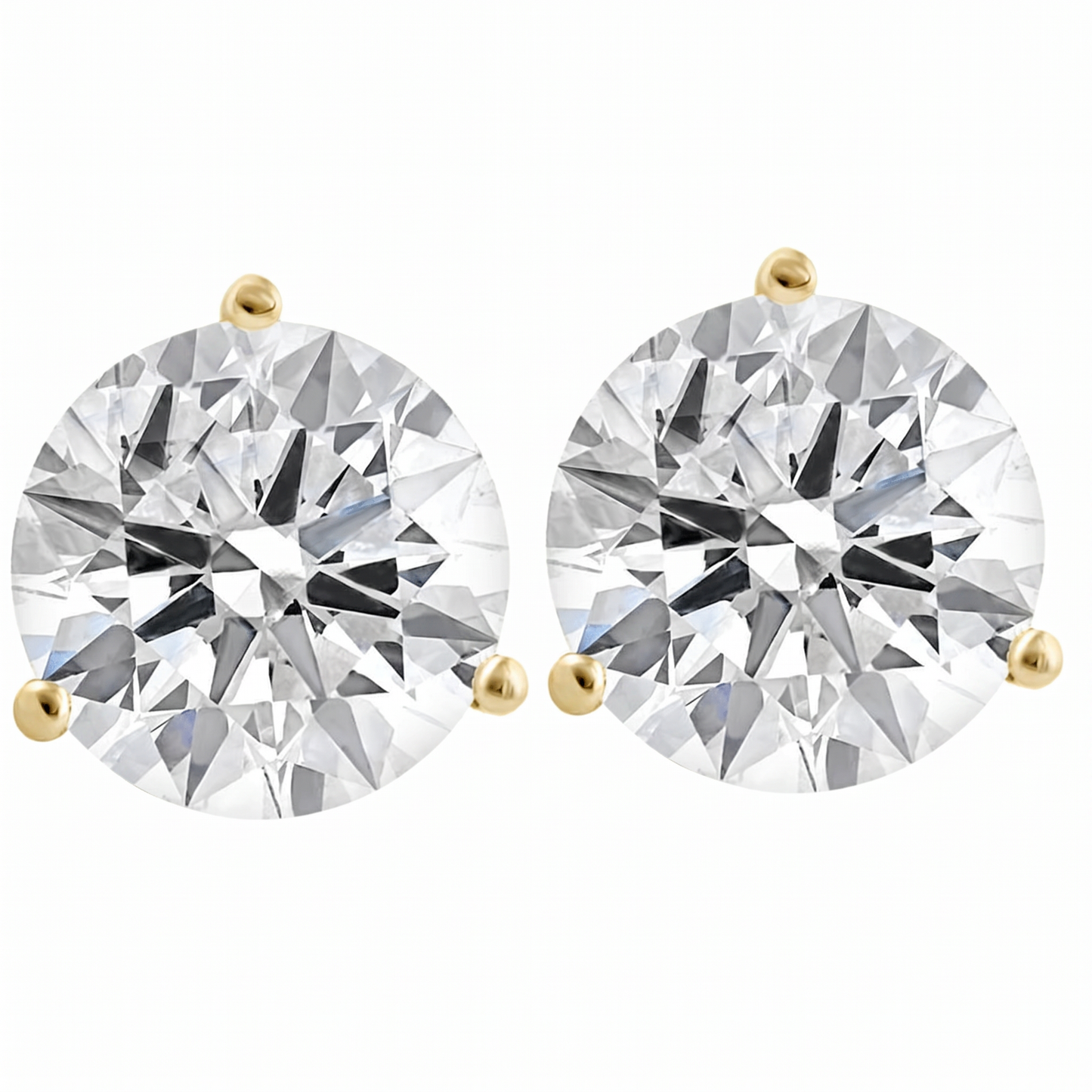 Certified 8 Ct tw 14k Yellow Gold Lab Grown Round-Cut Diamond Martini Studs