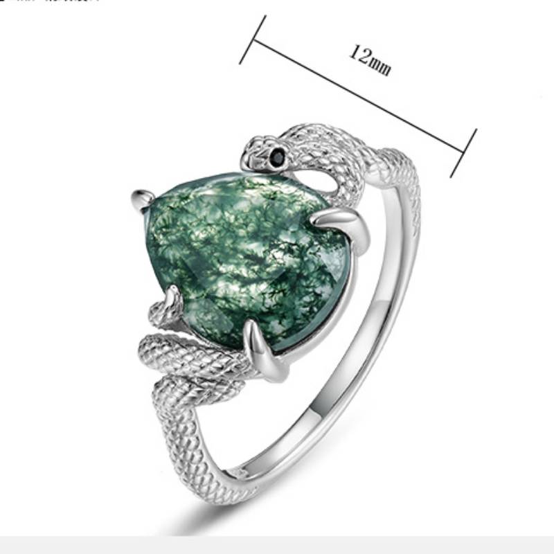 Natural Moss Agate Ring Unique Elegant Design Ring