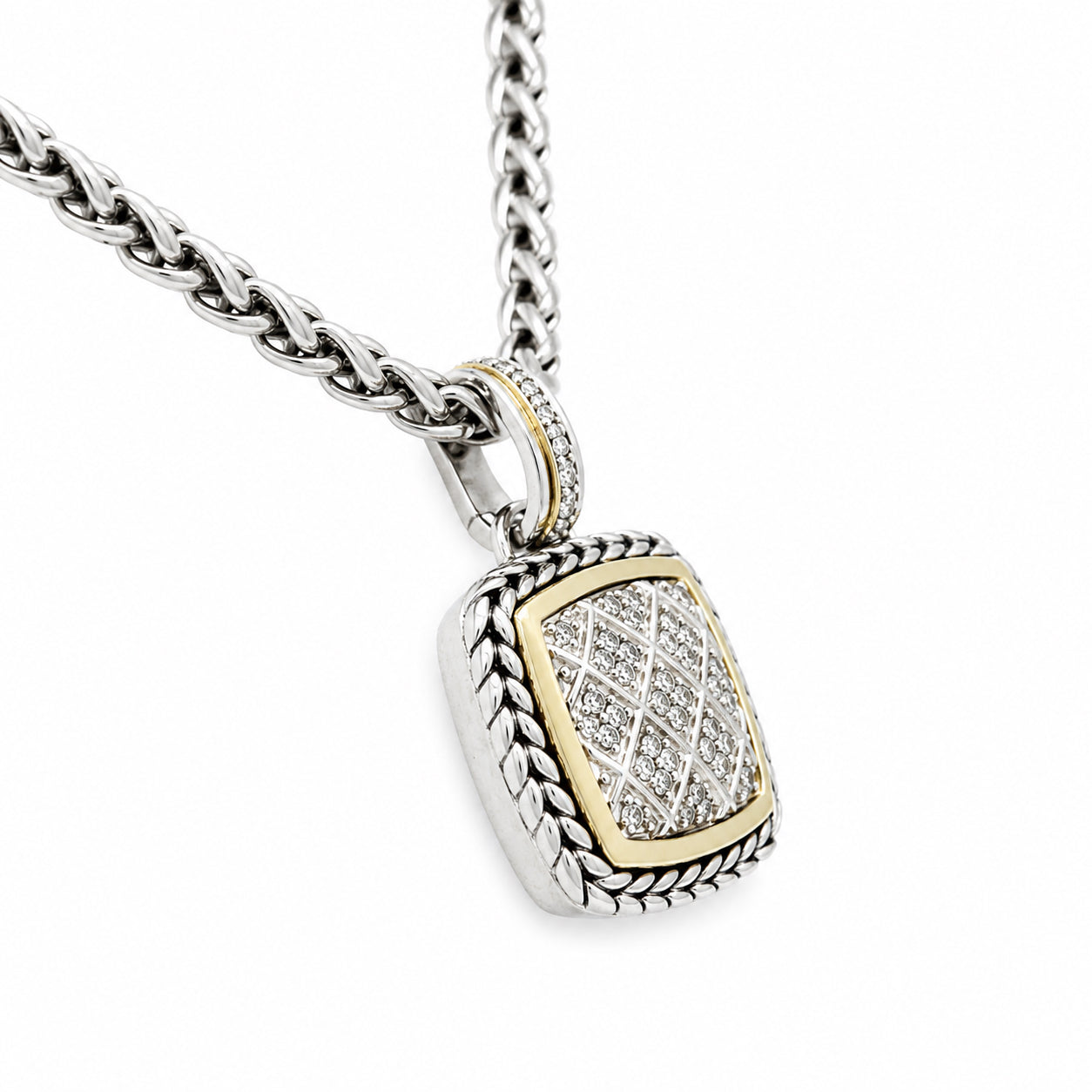 SS Effy Twisted Wheat Chain and Two-Tone 14K & SS Pendant