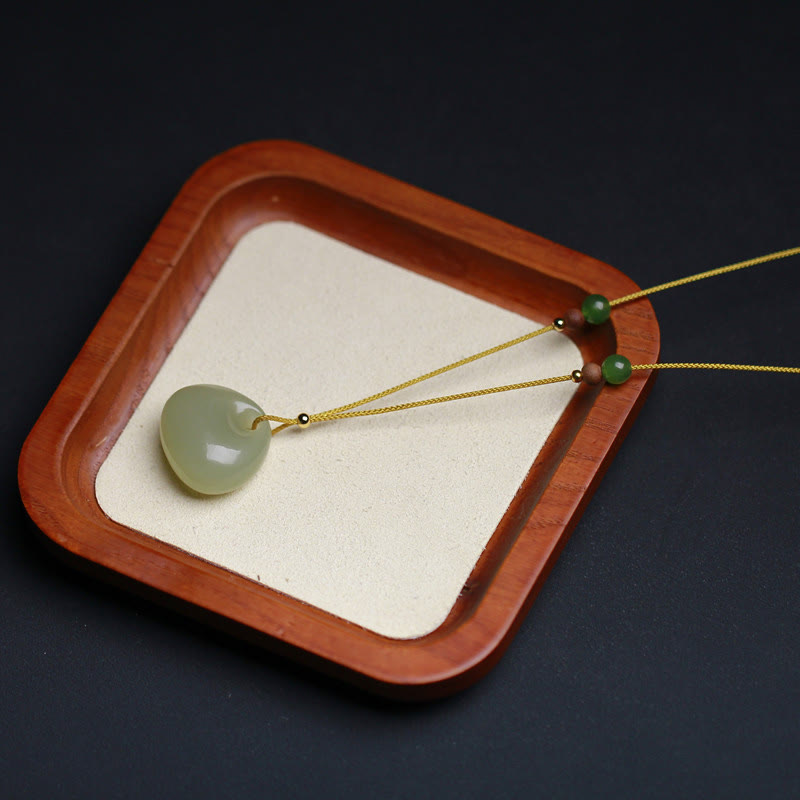 Fortune Jewel Natural Hetian Jade Small Bag Pattern Prosperity String Necklace Pendant