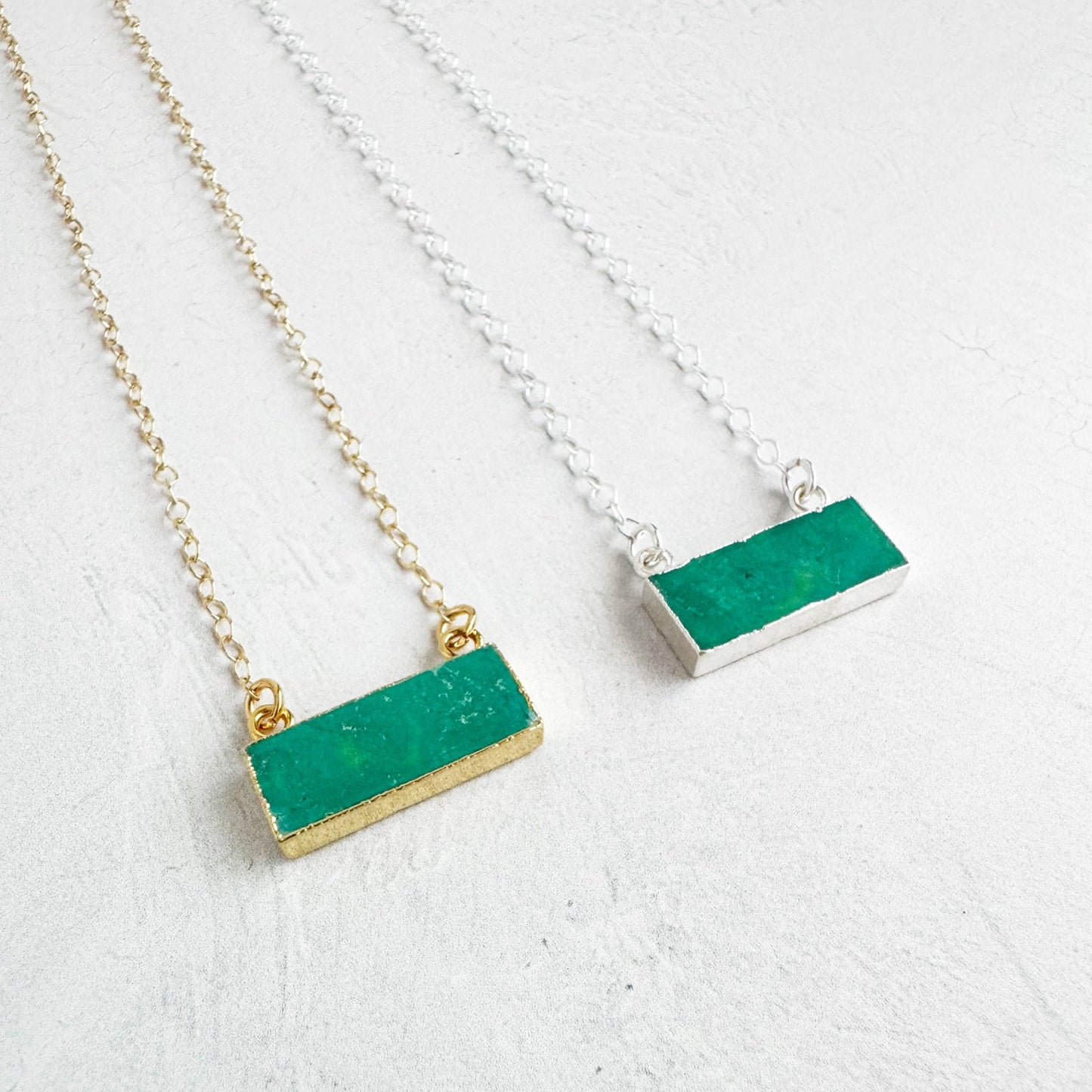 Tibetan Turquoise Bar Necklace in 14k Gold Filled and Sterling Silver