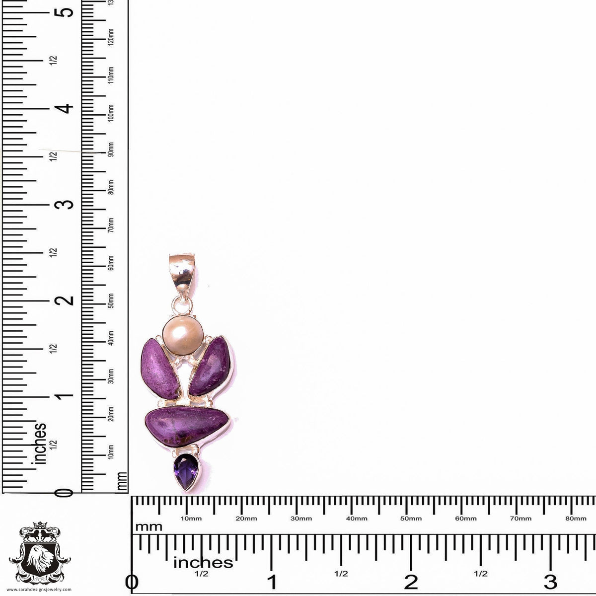 Sugilite Pearl Iolite Pendant & 3MM Italian Chain P9890