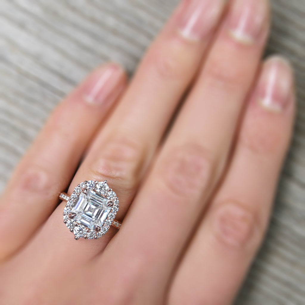 ・ROSALIND・Asscher Moissanite Center, Diamond Halo (2.8ctw+)