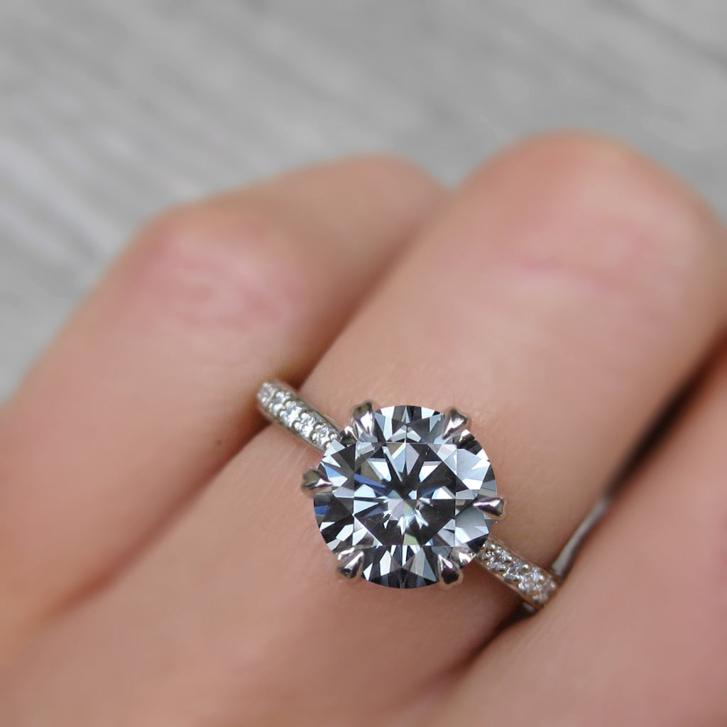 ・CAMILLE・Iconic™ Grey Moissanite, Twig Textured Diamond Band (2ct Center)