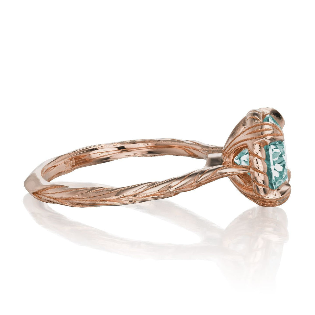 ・SIENNA・Aqua-Teal Iconic™ Moissanite, Willow Leaf Band (2ct)