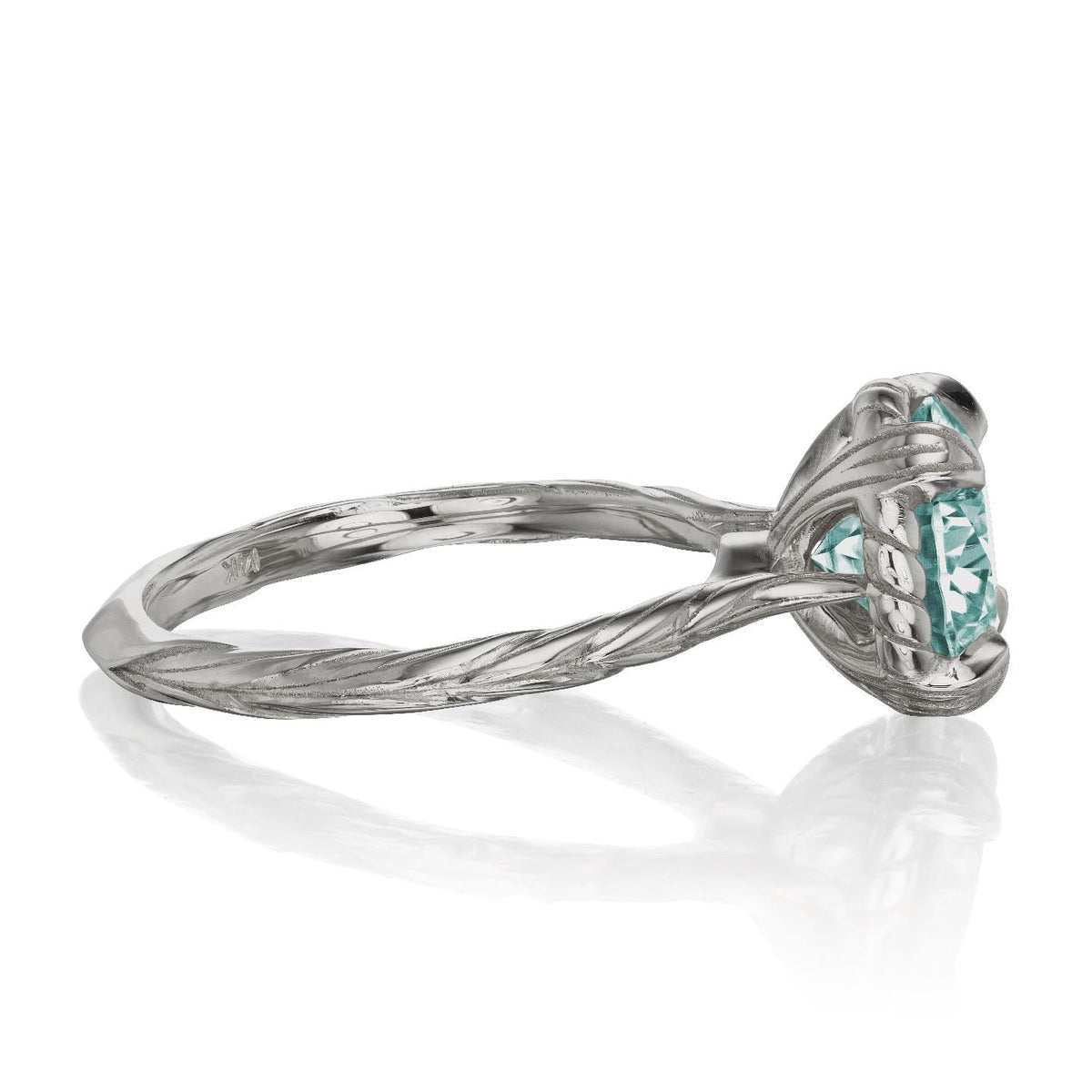 ・SIENNA・Aqua-Teal Iconic™ Moissanite, Willow Leaf Band (2ct)