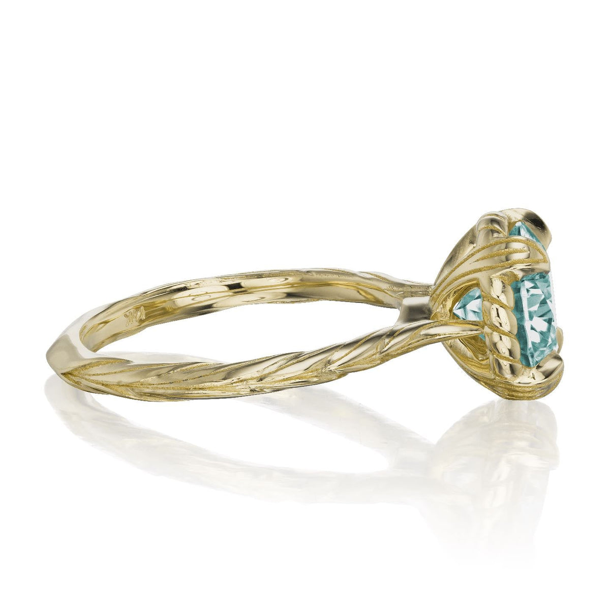 ・SIENNA・Aqua-Teal Iconic™ Moissanite, Willow Leaf Band (2ct)