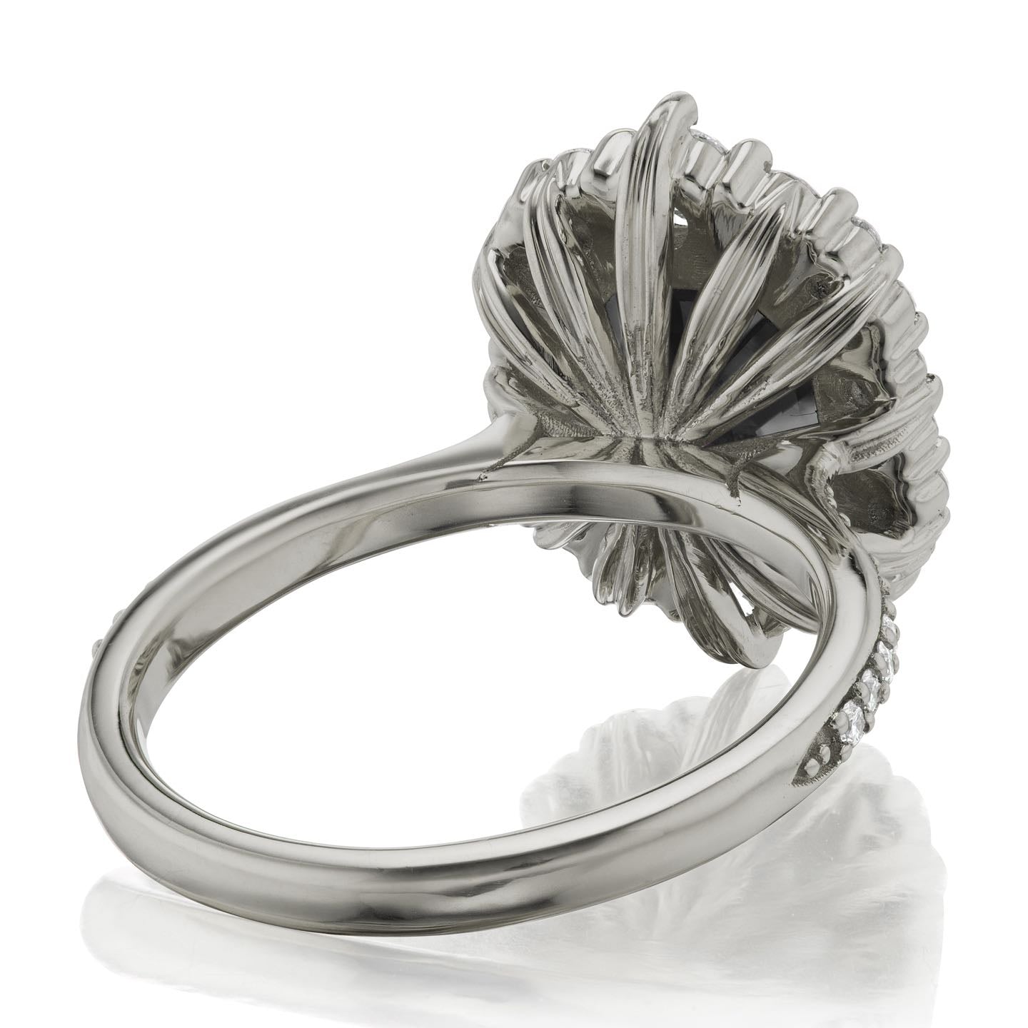・ROSALIND・Asscher Iconic™ Dark Grey Moissanite Center, Diamond Halo (2.8ctw+)