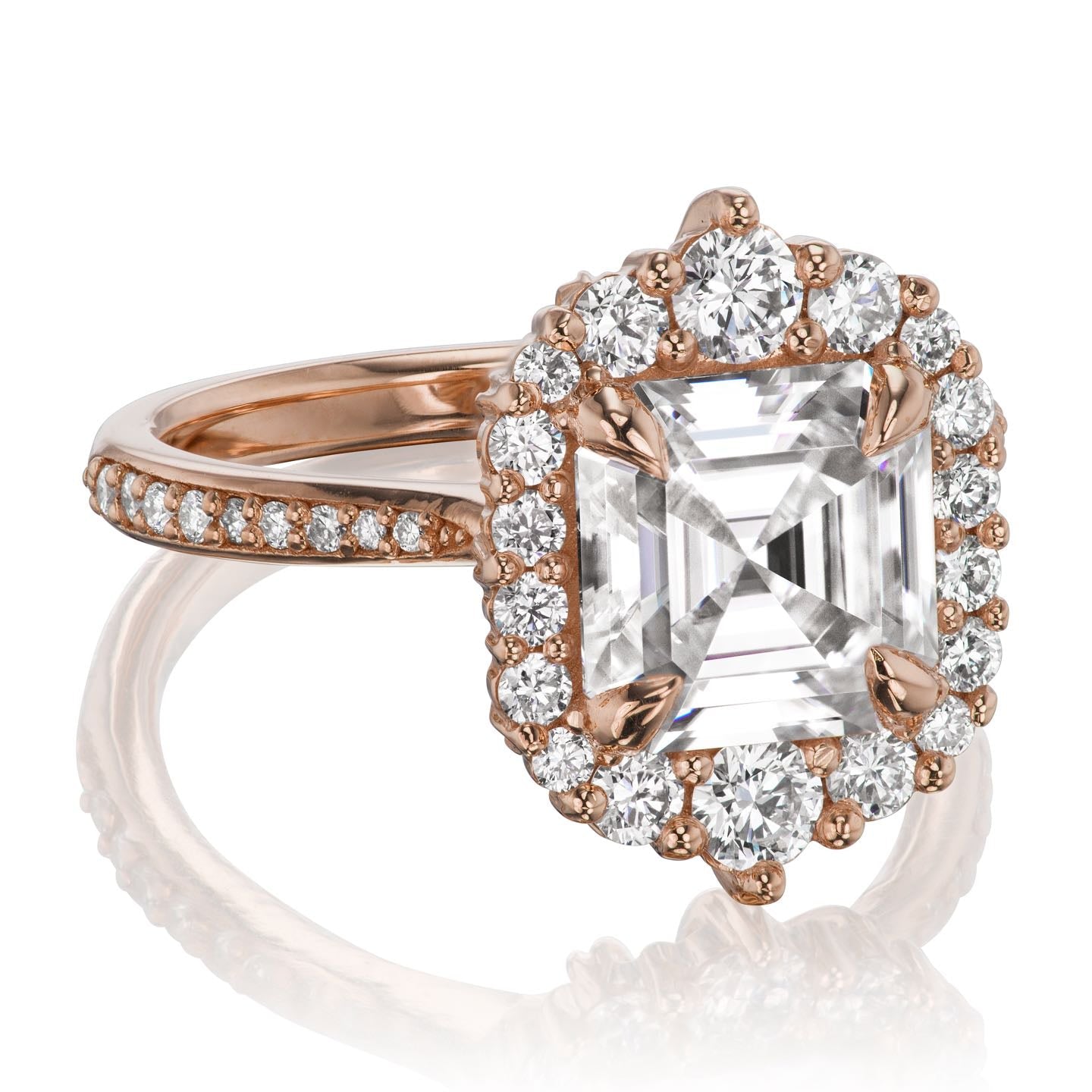 ・ROSALIND・Asscher Moissanite Center, Diamond Halo (2.8ctw+)