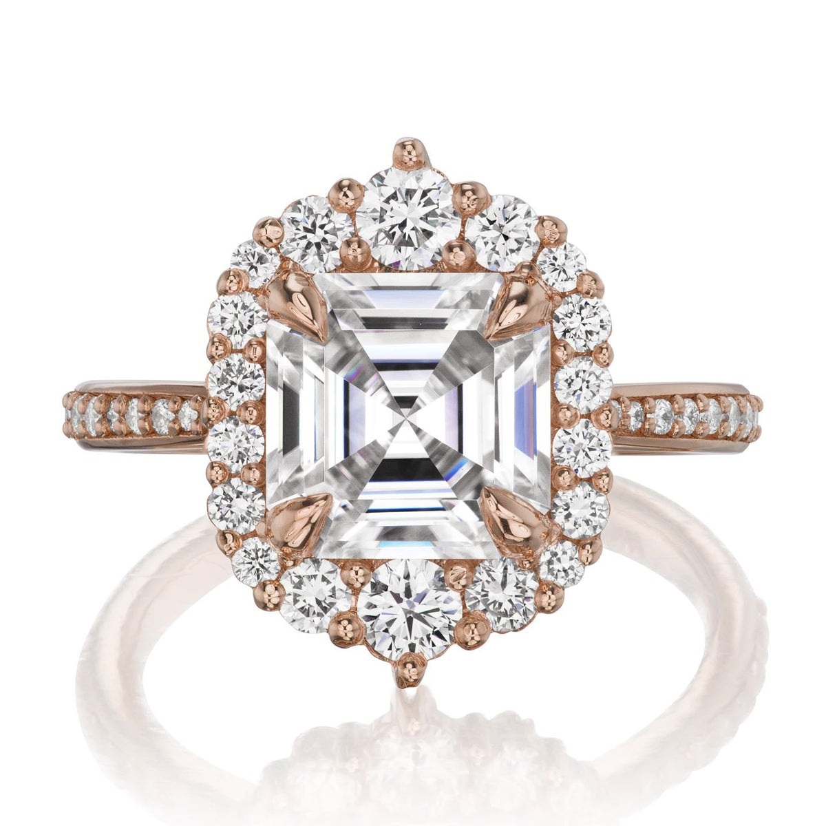 ・ROSALIND・Asscher Moissanite Center, Diamond Halo (2.8ctw+)