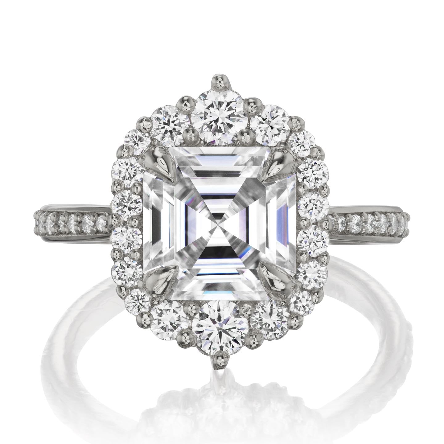 ・ROSALIND・Asscher Moissanite Center, Diamond Halo (2.8ctw+)