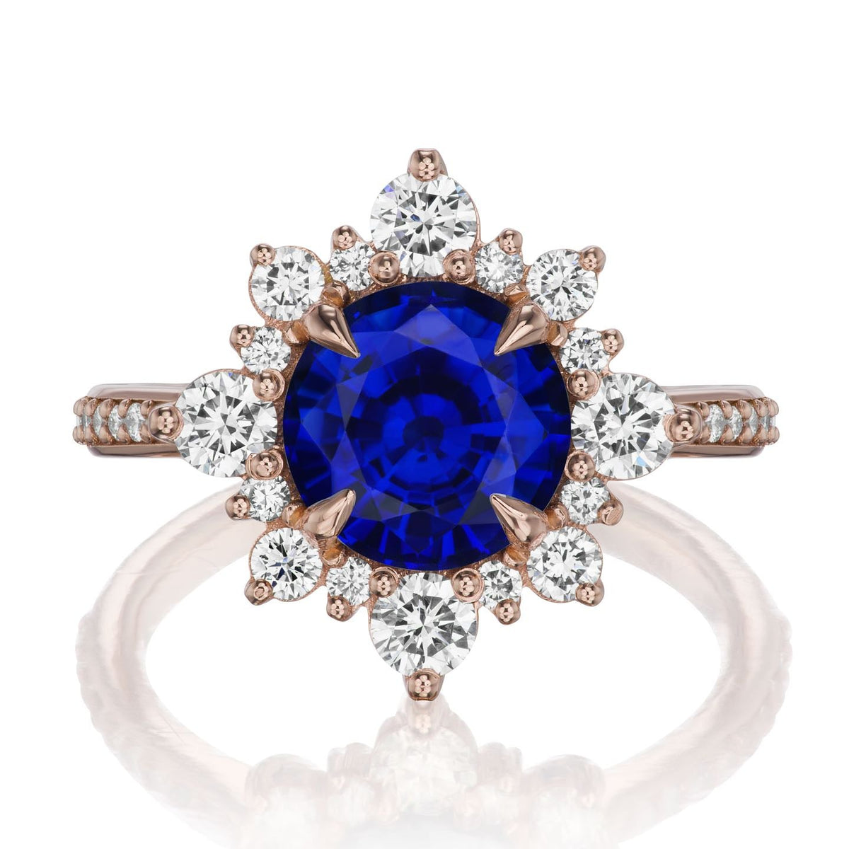 ・REYNA・Blue Sapphire Center, Diamond Halo (3.22ctw+)