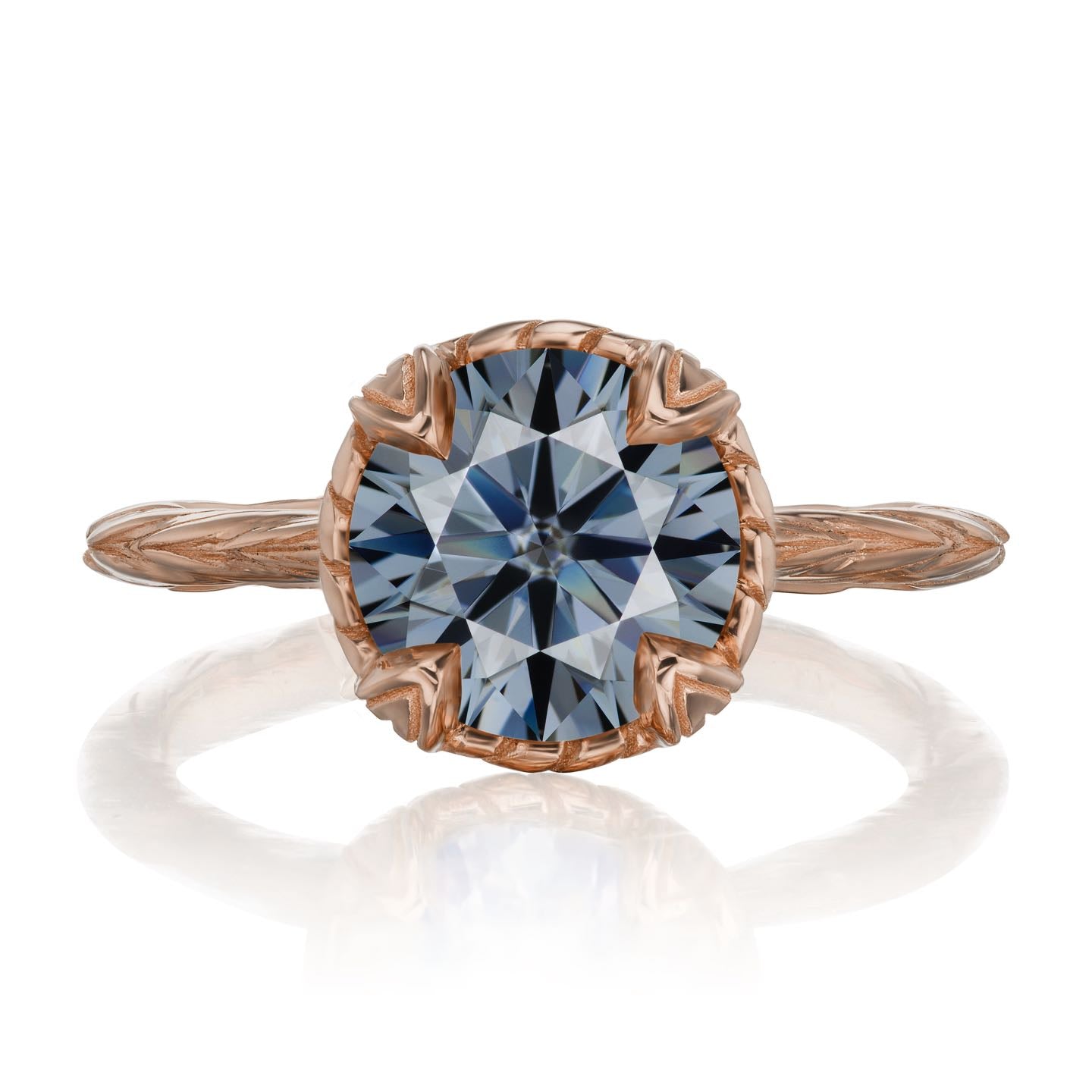 ・SIENNA・ Iconic™ Grey Moissanite, Willow Leaf Band (2ct)