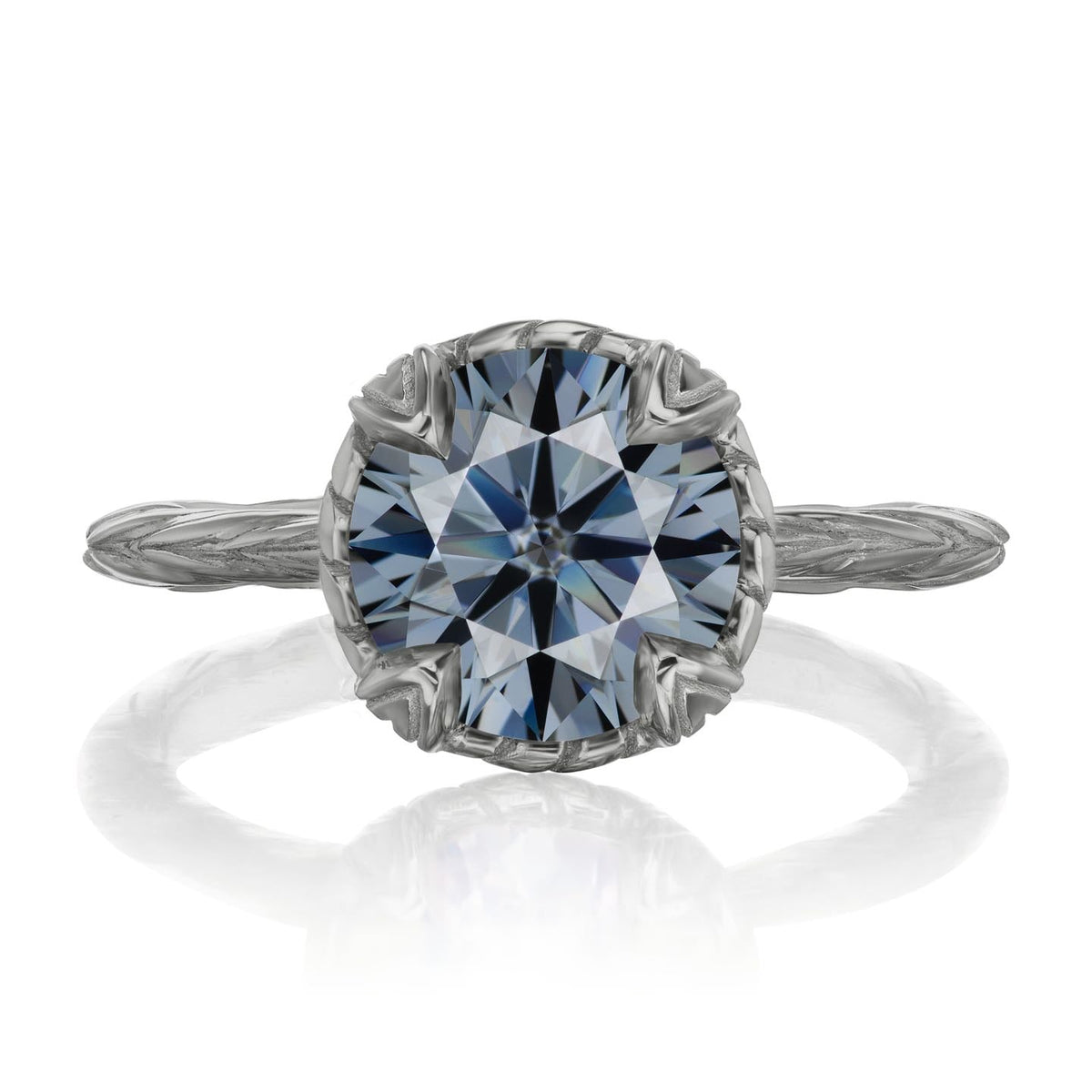・SIENNA・ Iconic™ Grey Moissanite, Willow Leaf Band (2ct)